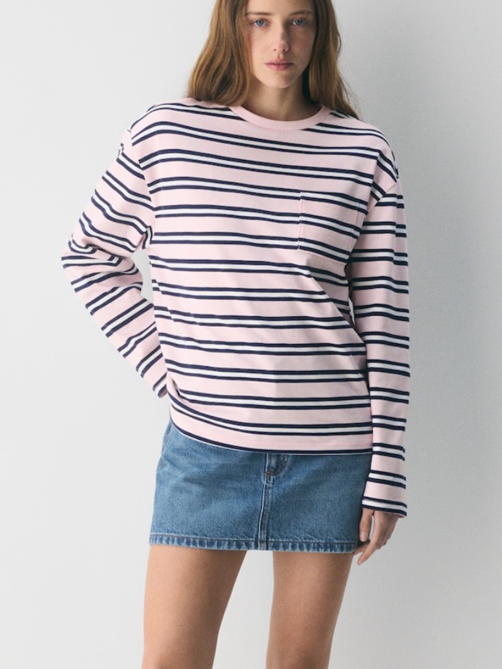 Aritzia Mighty Cotton Fletch Longsleeve - Villa Pink/Admiral Size XL NWOT